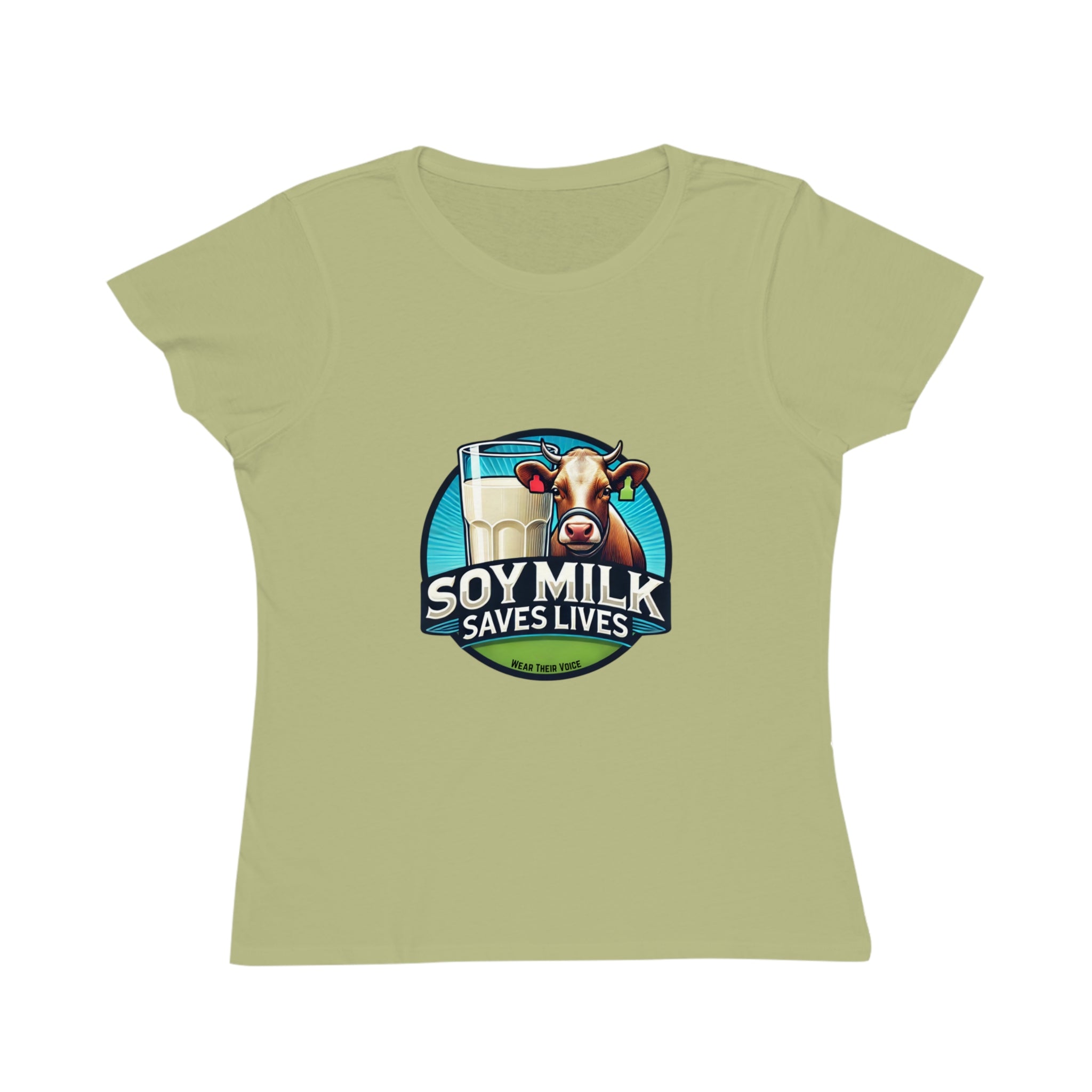 Soy Milk Saves Lives Bright Cow Graphic - Organic Women's T-Shirt