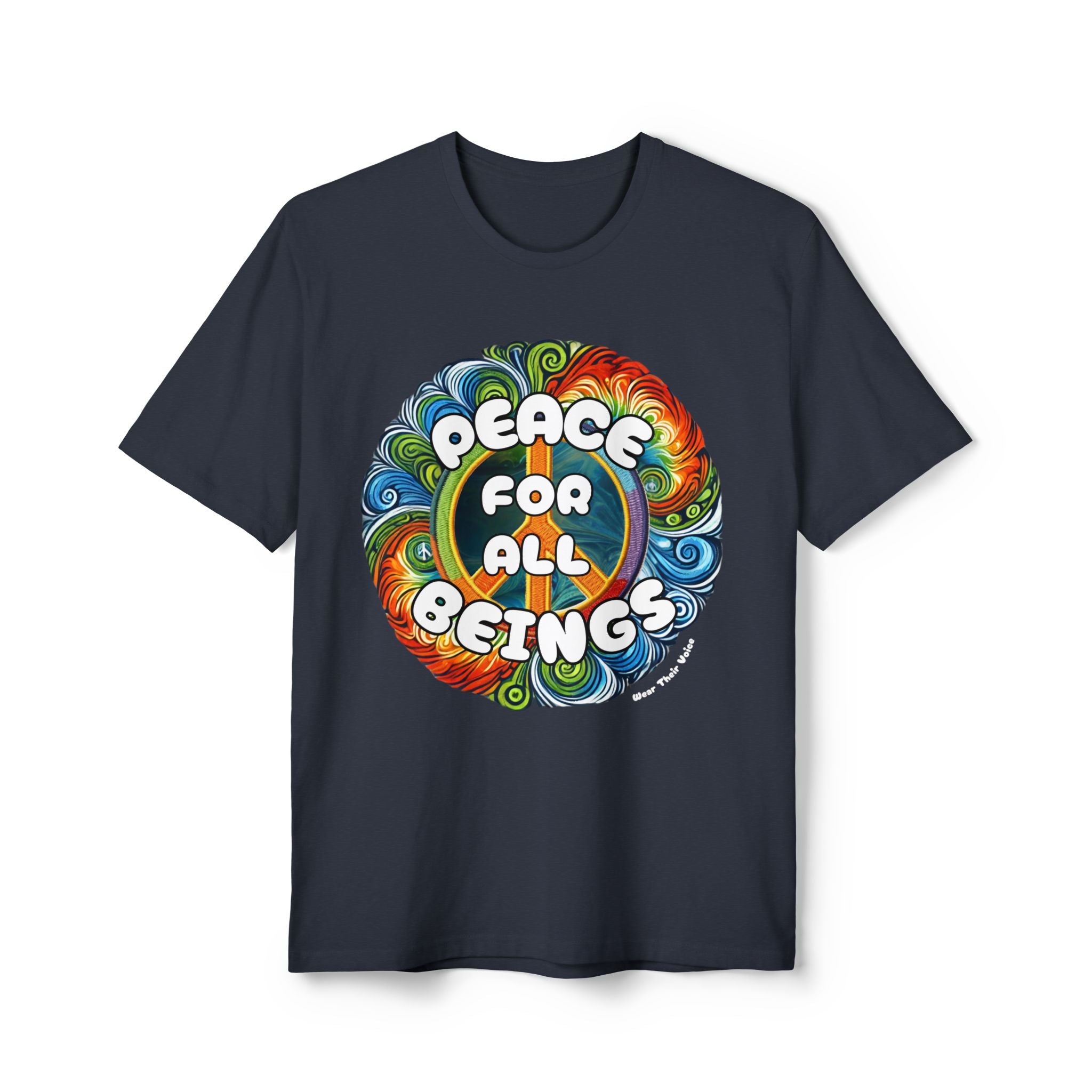 Peace for All Beings Tie-Dye Design - Unisex Recycled Tee