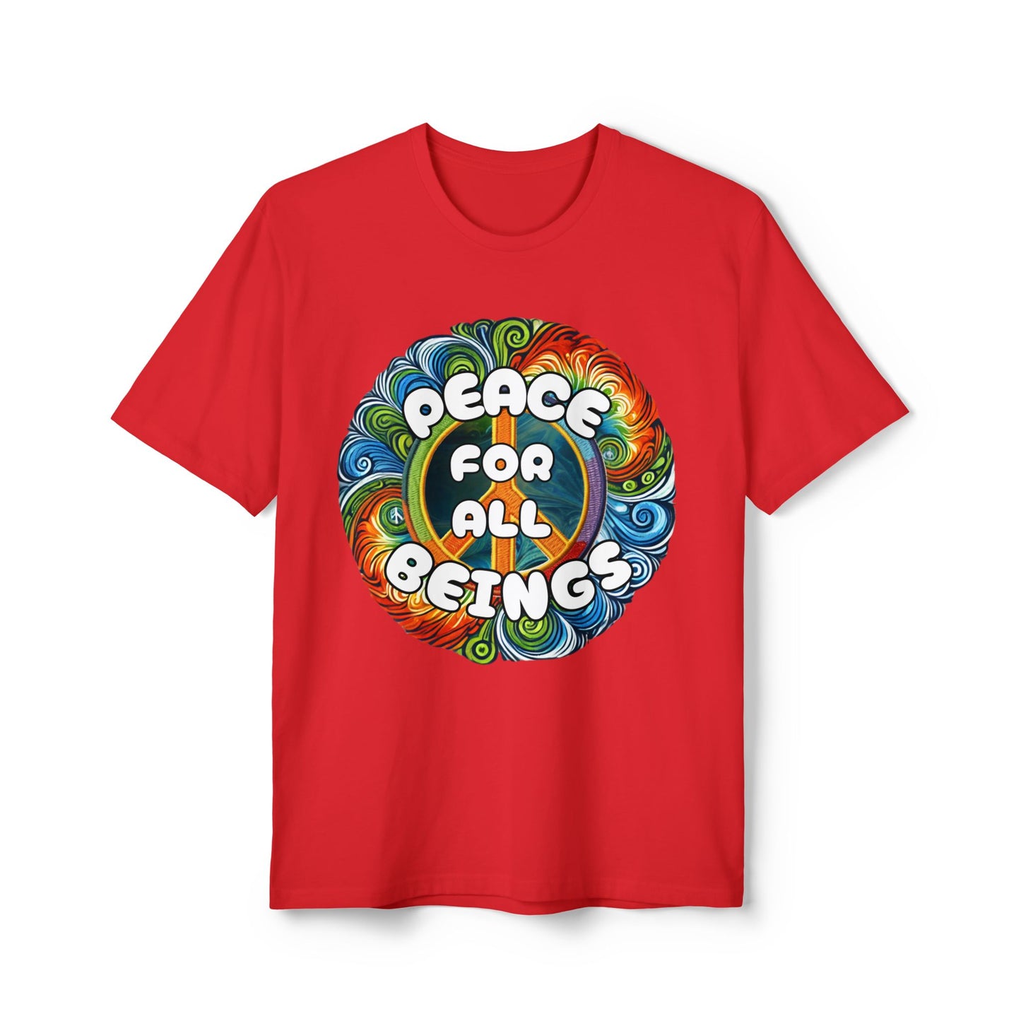 Peace for All Beings - Tie-Dye Design Unisex Recycled Tee