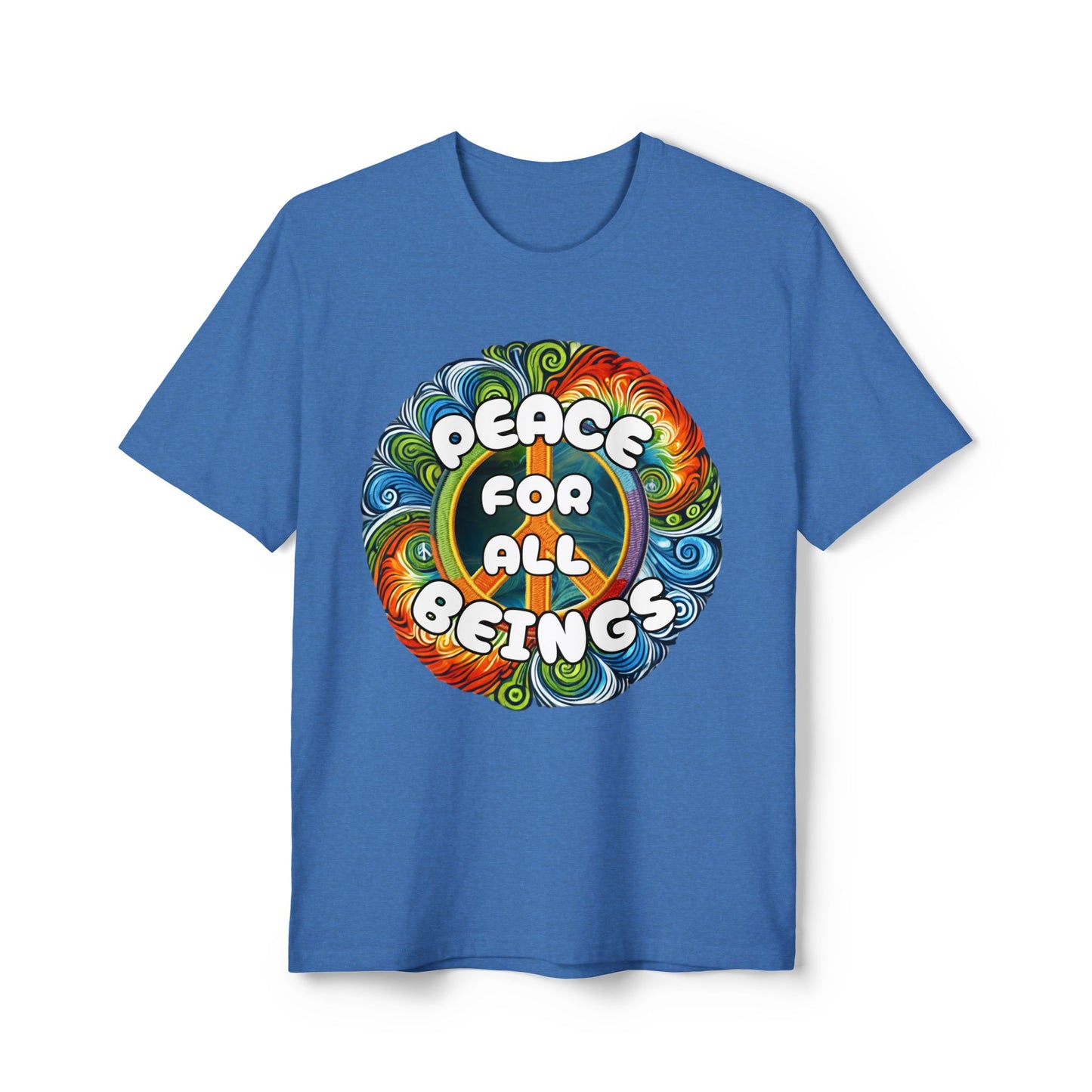 Peace for All Beings - Tie-Dye Design Unisex Recycled Tee