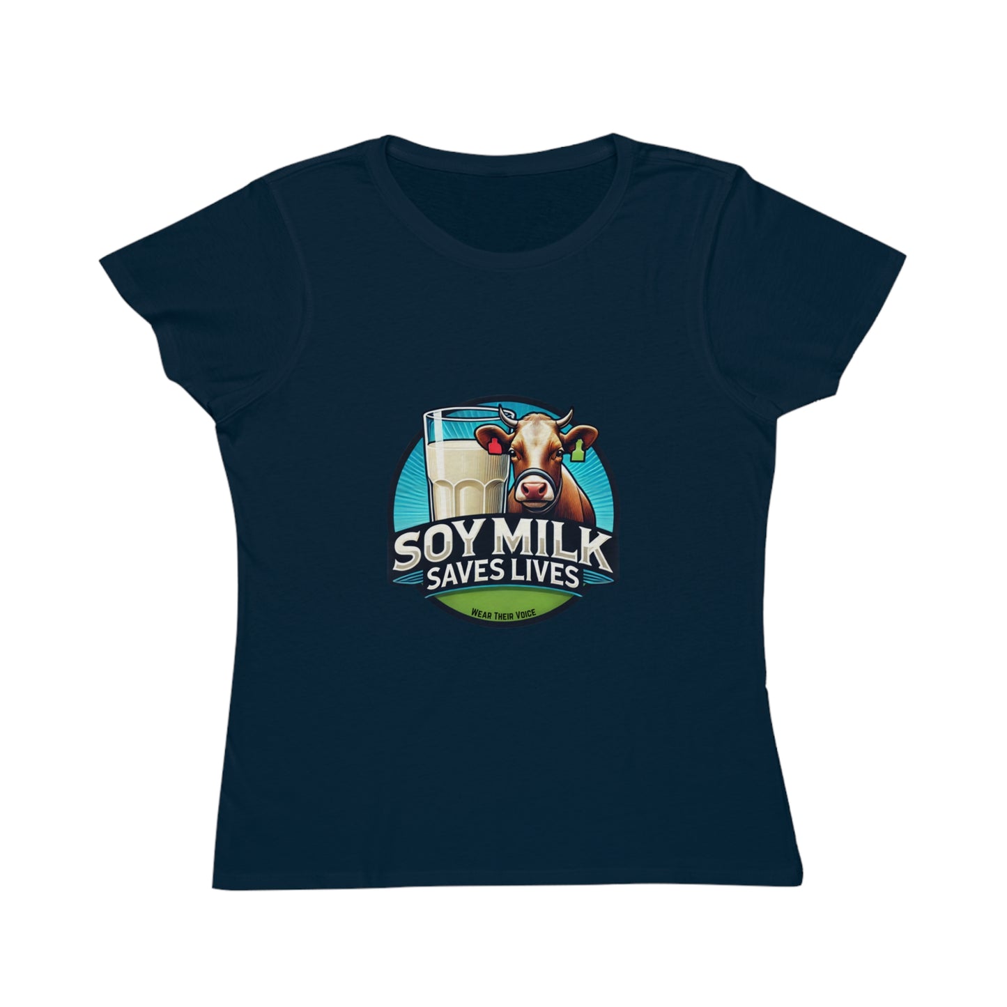 Soy Milk Saves Lives Bright Cow Graphic - Organic Women's T-Shirt