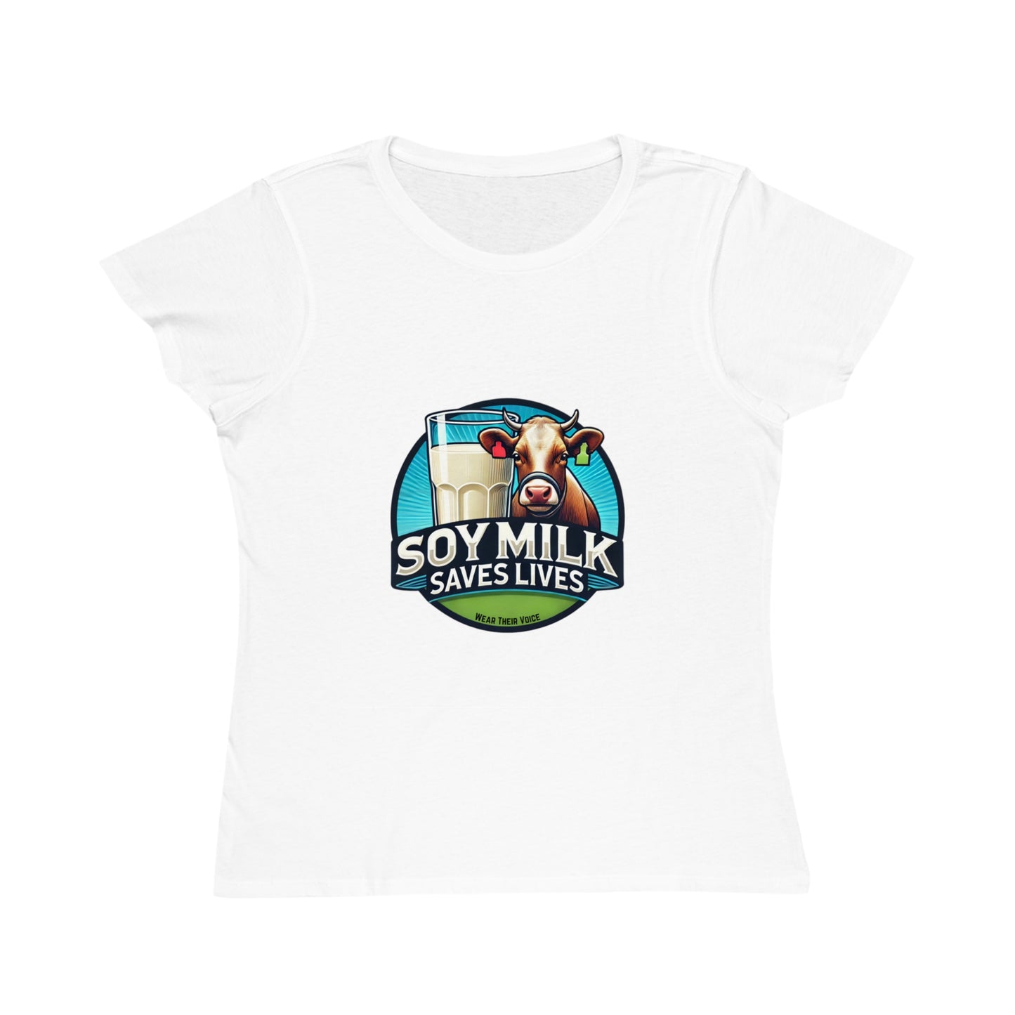 Soy Milk Saves Lives Bright Cow Graphic - Organic Women's T-Shirt