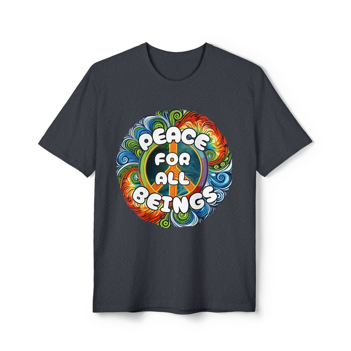 Peace for All Beings - Tie-Dye Design Unisex Recycled Tee