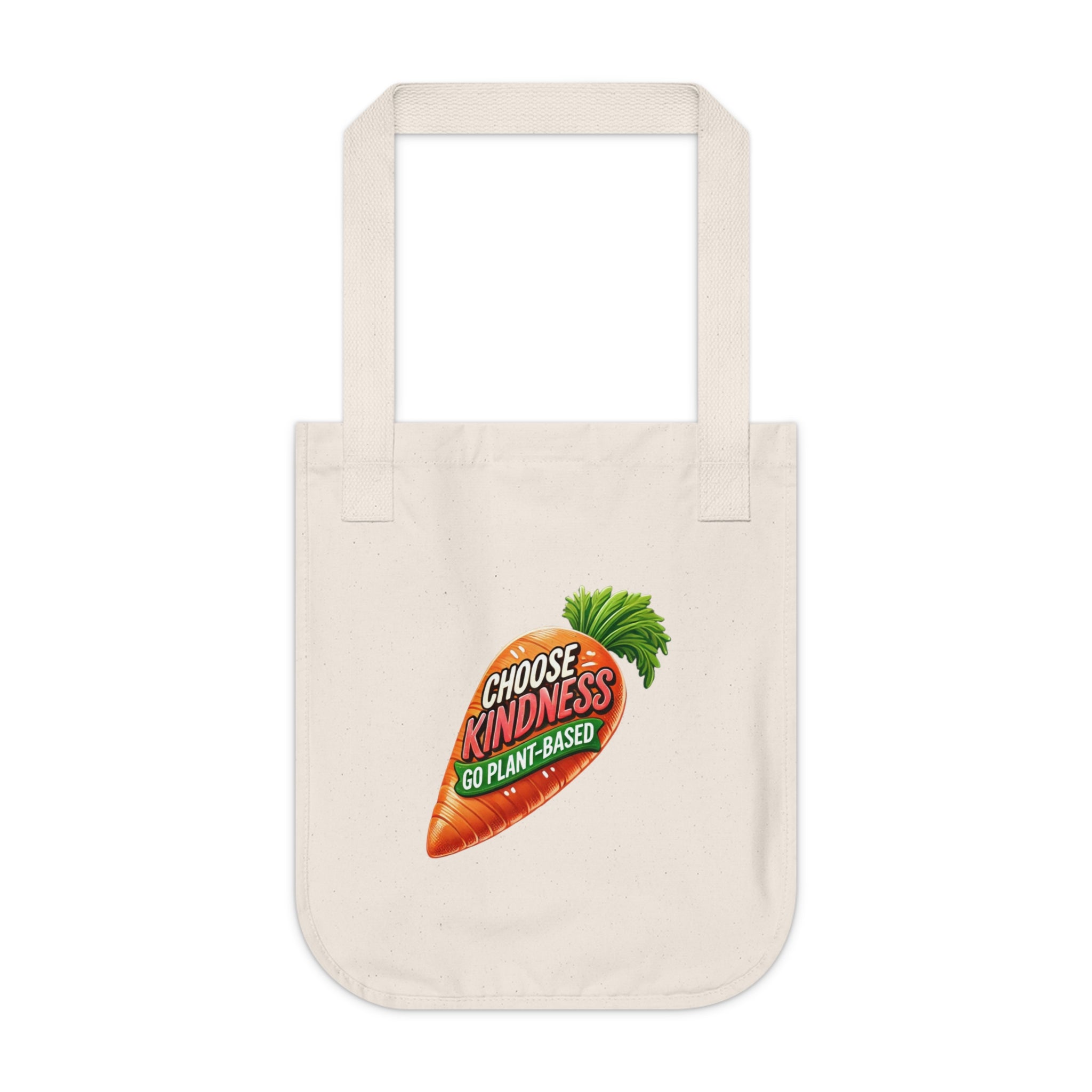 Organic Eco-Friendly Canvas Tote Bag - Choose Kindness, Go Plant-Based