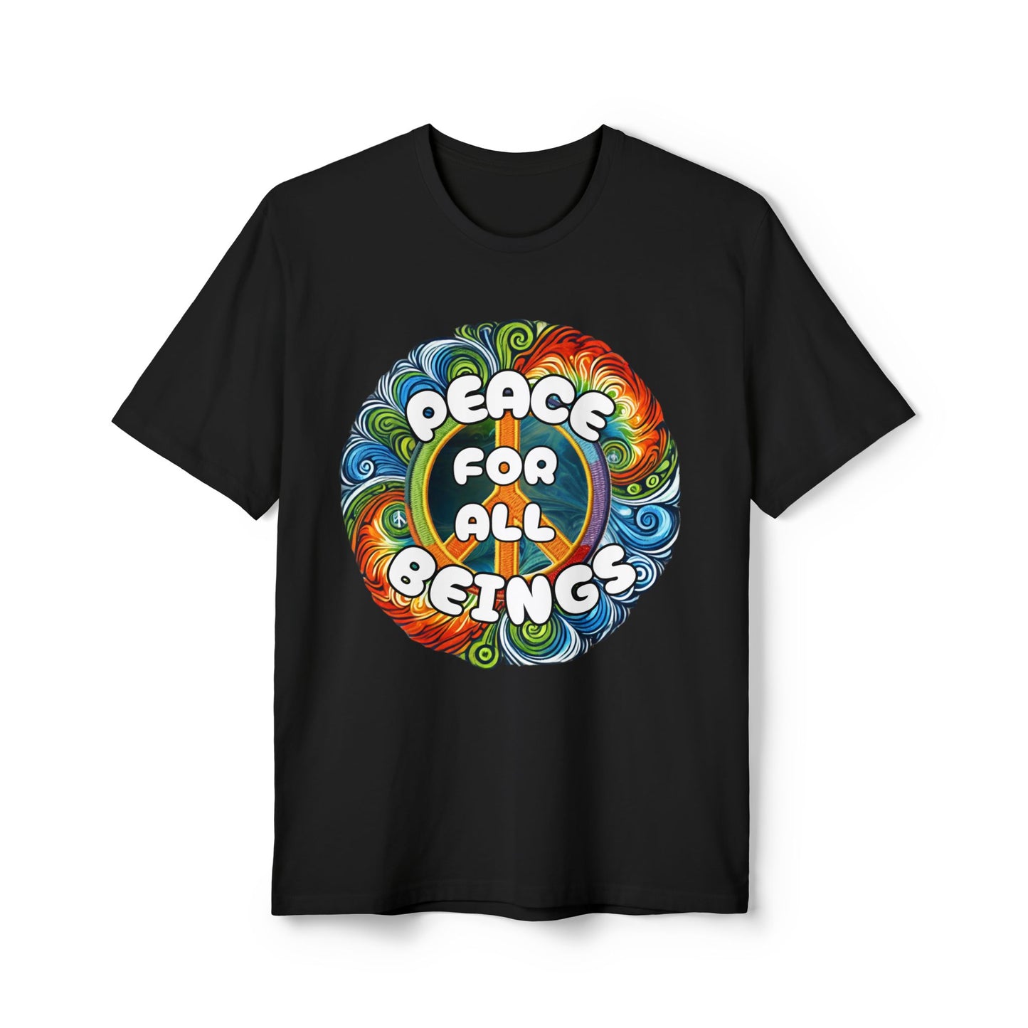 Peace for All Beings - Tie-Dye Design Unisex Recycled Tee