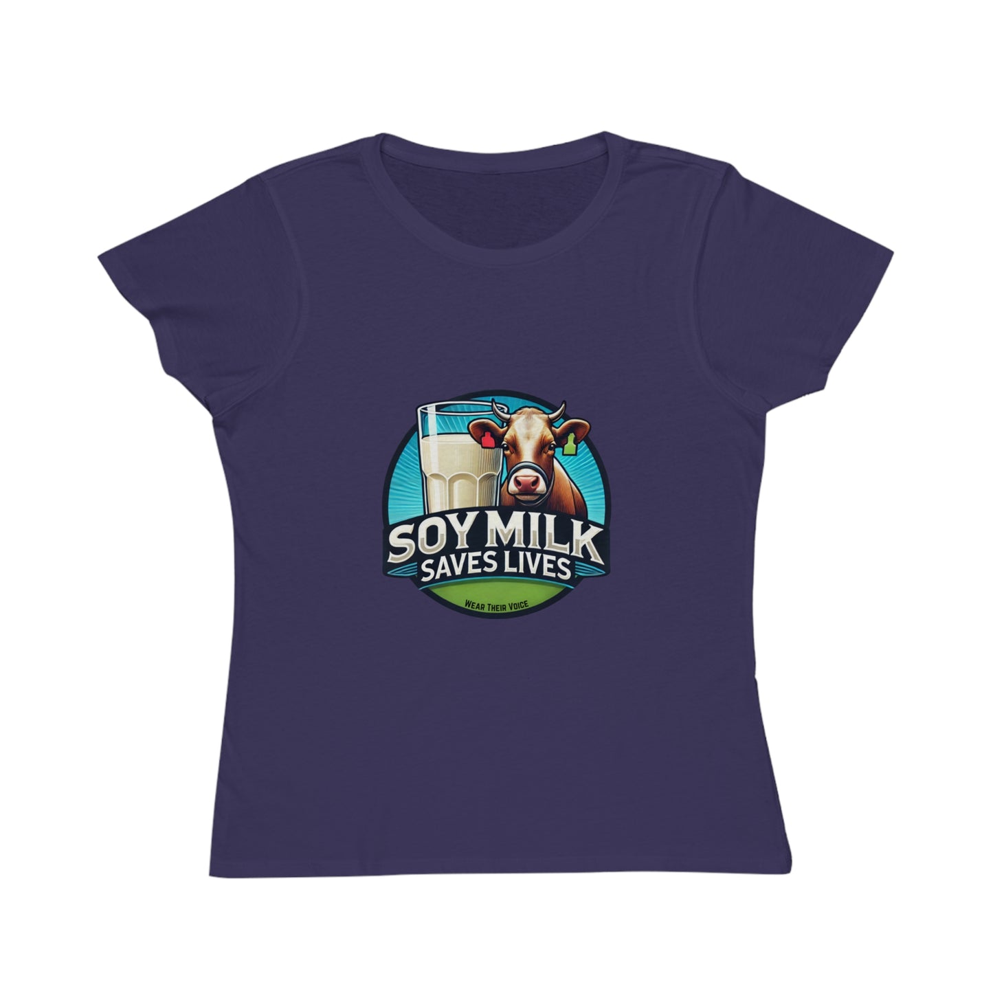 Soy Milk Saves Lives Bright Cow Graphic - Organic Women's T-Shirt