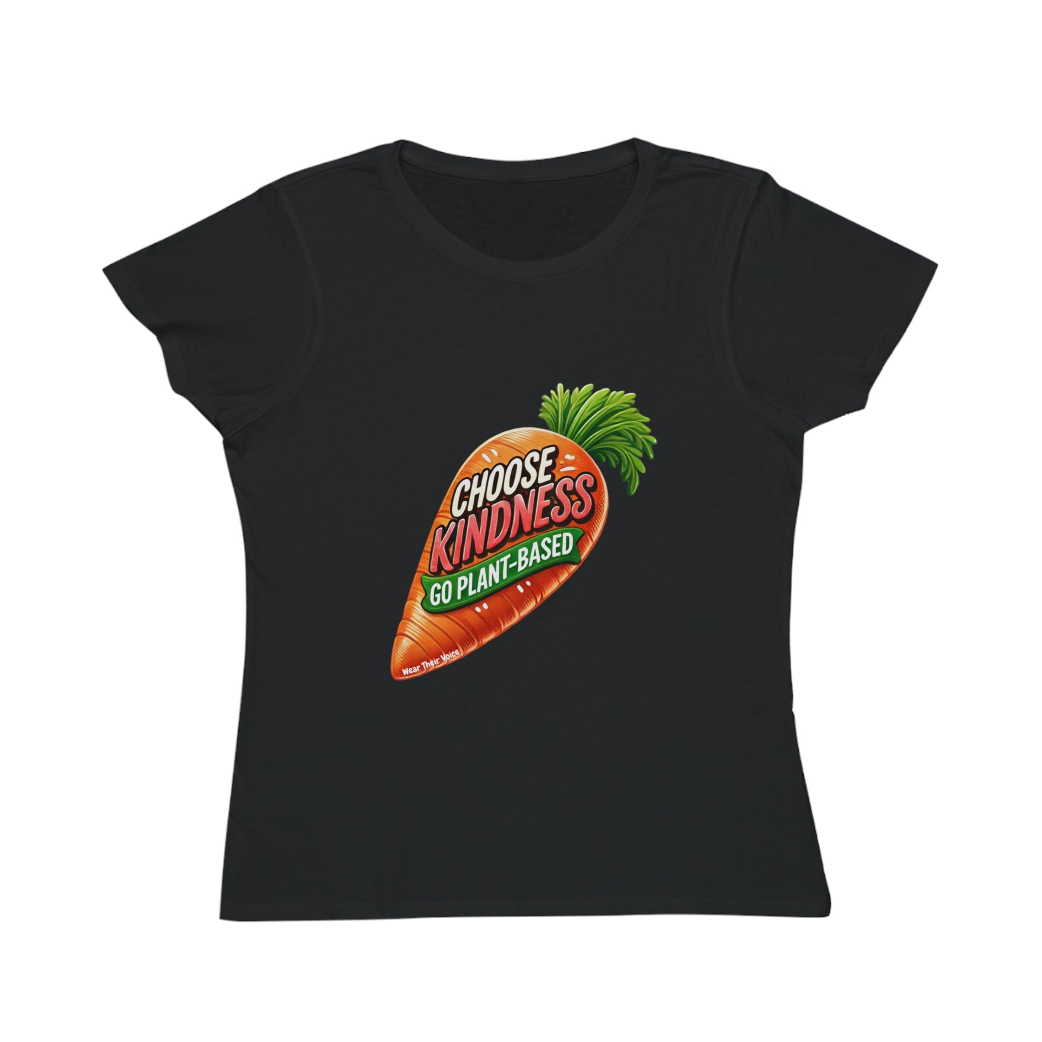 Choose Kindness, Go Plant-Based Bright Orange Carrot Graphic - Organic Cotton Women's  T-Shirt