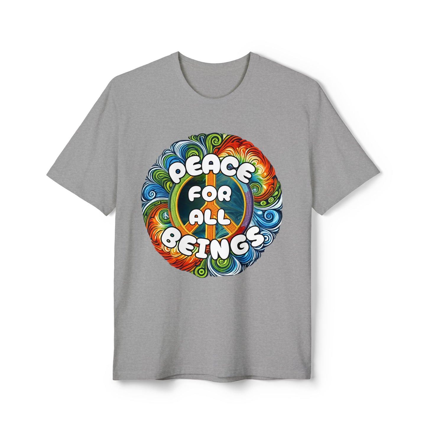 Peace for All Beings - Tie-Dye Design Unisex Recycled Tee