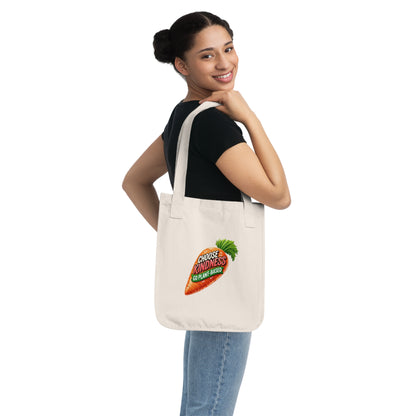 Organic Eco-Friendly Canvas Tote Bag - Choose Kindness, Go Plant-Based